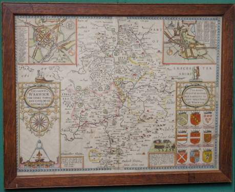 Rare 17th Century Map by John Speede of Warwickshire image-1