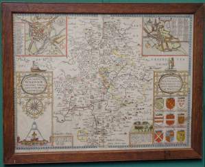 Rare 17th Century Map by John Speede of Warwickshire