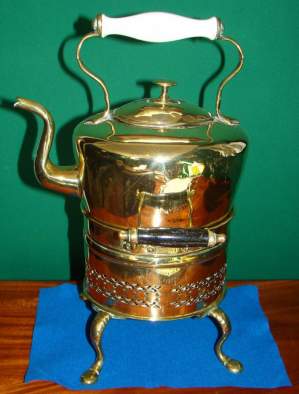 Victorian Brass Kettle and Stand