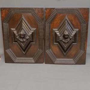 Pair of Good Large Carved Wooden Panels