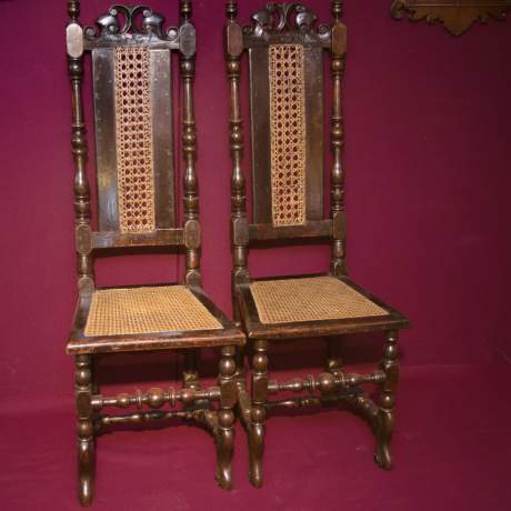 Good Pair of George II High Back Hall Chairs image-1