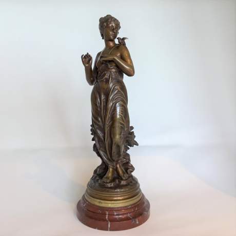 Golden Brown Library Patinated Bronze of a Nymph image-1