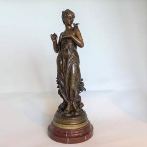 Golden Brown Library Patinated Bronze of a Nymph