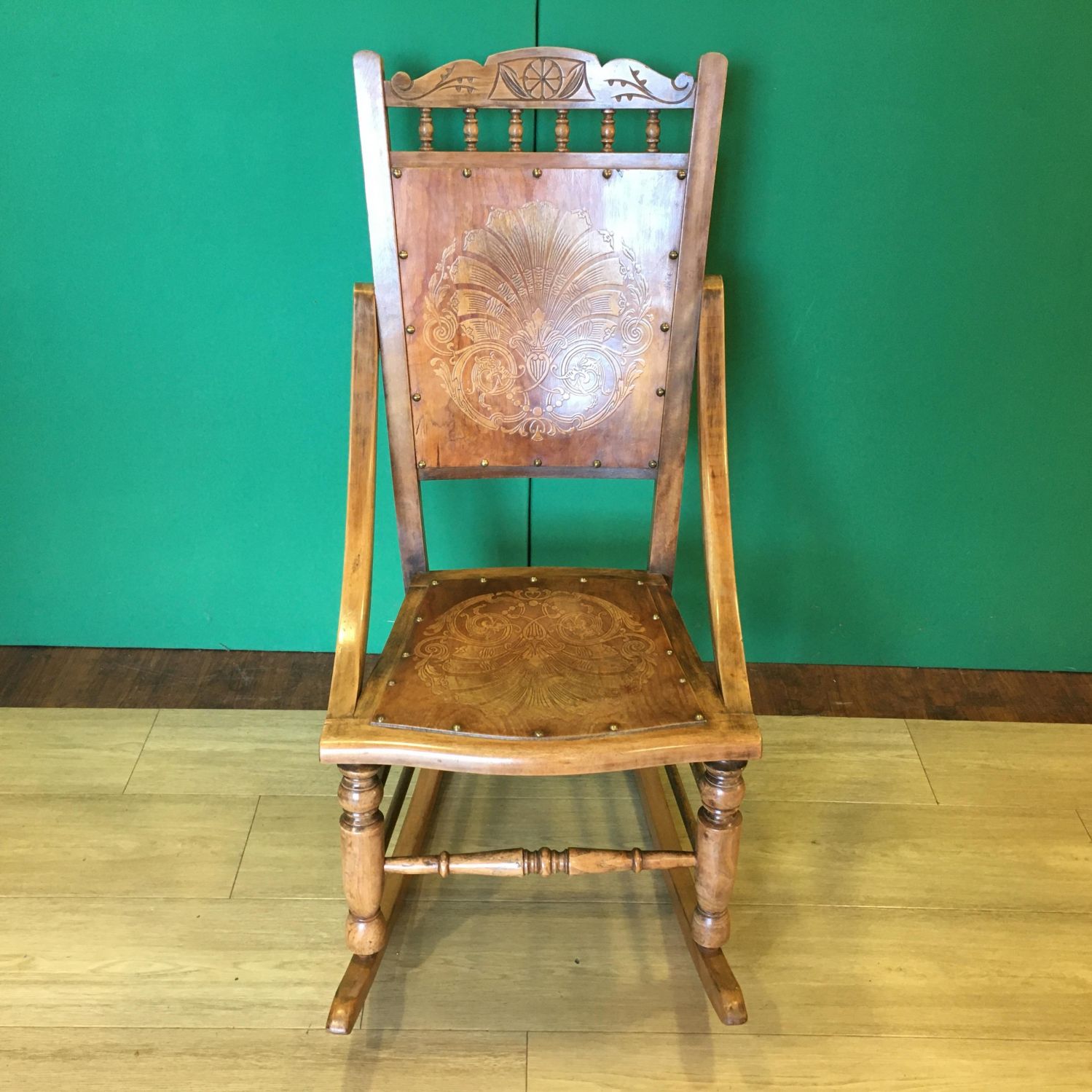 late victorian embossed rocking chair
