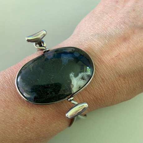 Georg Jensen Silver and Moss Agate Bangle image-10