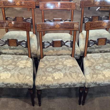 Set of Six Inlaid Regency Dining Chairs image-1