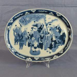 19th Century Chinese Porcelain Blue and White Luohan Tray