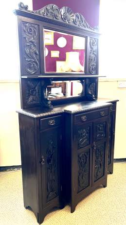 Antique Decorative Ebonised Mirrored Dresser image-7