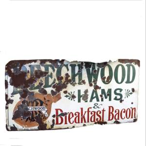 Beechwood Hams Early 20th Century Large Advertising Enamel Sign
