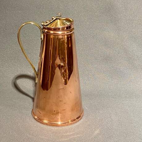 19th Century Benson Copper & Brass Lidded Jug image-1