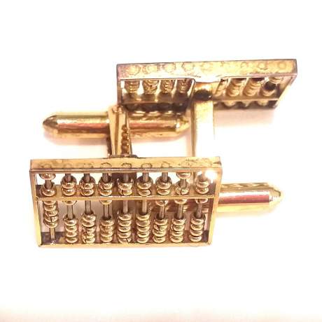 Unusual 14ct Gold Abacus Cufflinks image-2