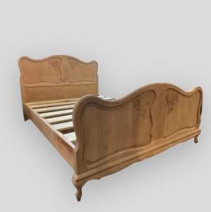 French Rustic Oak Double Bed