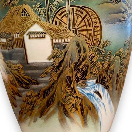Satsuma Vase with Water Wheel Landscape image-3