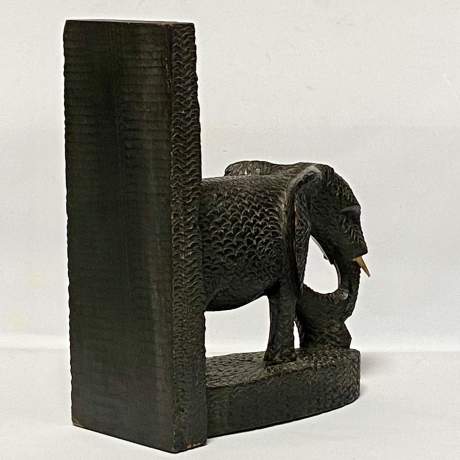 Pair of Anglo-Indian Chip Carved Elephant Bookends image-3