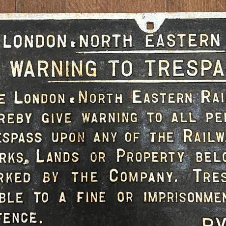 London & North Eastern Railway Cast Iron Trespass Sign image-3