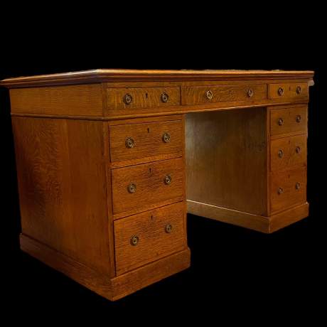 Victorian Oak Pedestal Desk image-1
