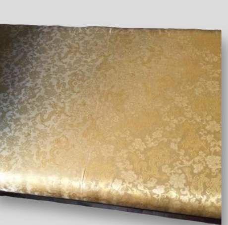 Chinese Black Lacquered Window Seat in Gold Brocade image-2