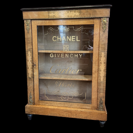 Antique 1 Door Pier Cabinet - Small Glazed Bookcase image-1
