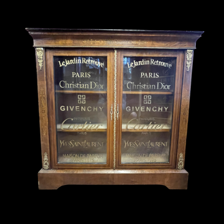 Antique 2 Door Pier Cabinet - Small Glazed Bookcase image-1