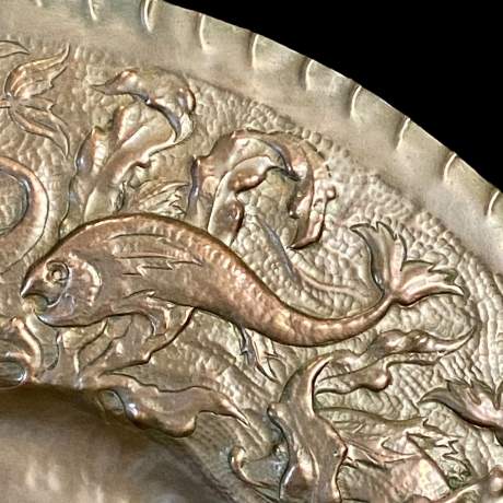 Arts & Crafts Large Copper Repousse Charger att. John Drew Mackenzie image-4