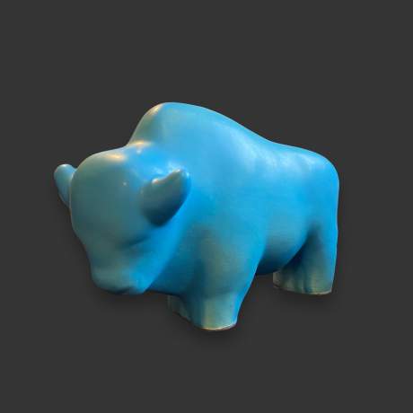 Otto Keramik Sky Blue Buffalo Figurine image-1