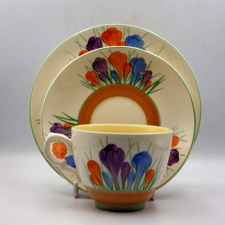 Clarice Cliff Art Deco Autumn Crocus Cup Saucer & Plate image-2