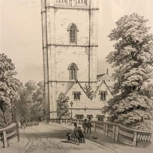 Mounted Engraving of a College Chapel in Oxford image-5