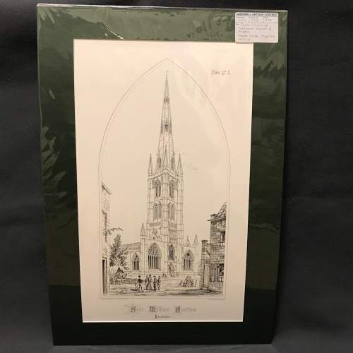 Charles Wickes Mounted Engraving Of St. Wolfrans Church Grantham image-1