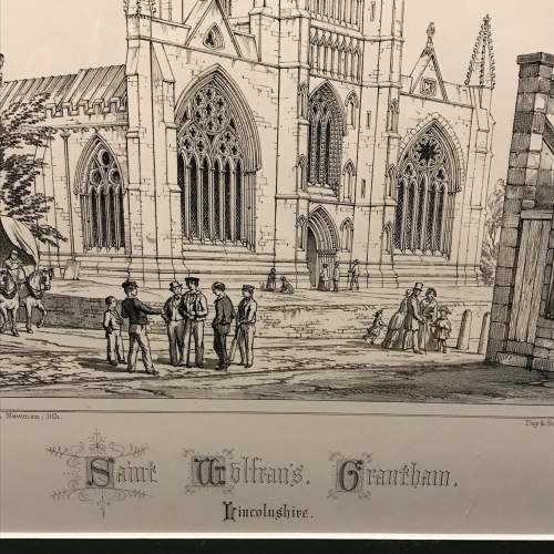 Charles Wickes Mounted Engraving Of St. Wolfrans Church Grantham image-2