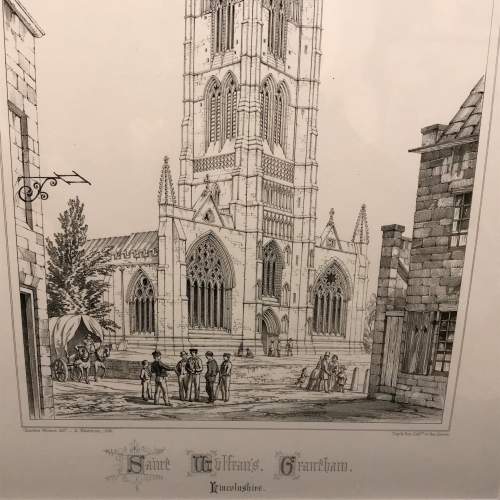 Charles Wickes Mounted Engraving Of St. Wolfrans Church Grantham image-5