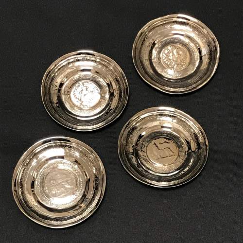 Four Silver Dishes with Inset Coins image-1