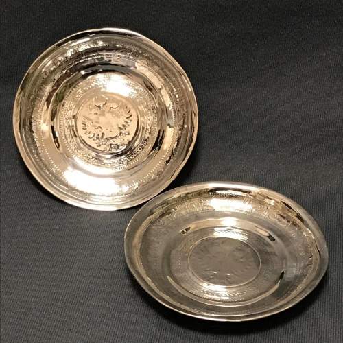 Four Silver Dishes with Inset Coins image-2
