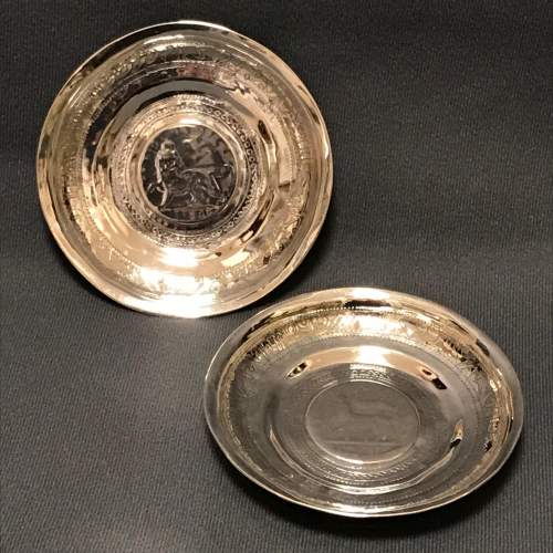 Four Silver Dishes with Inset Coins image-3