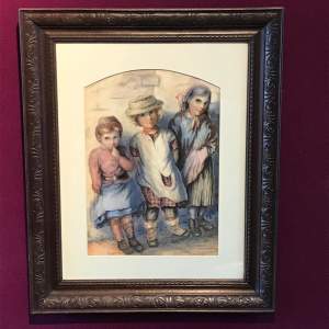 The Three Urchins Watercolour by Walter Hunt