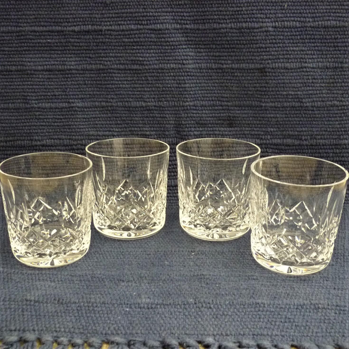 Set Of Four Waterford Crystal Lismore Pattern Whiskey Tumblers Antique Glass Hemswell