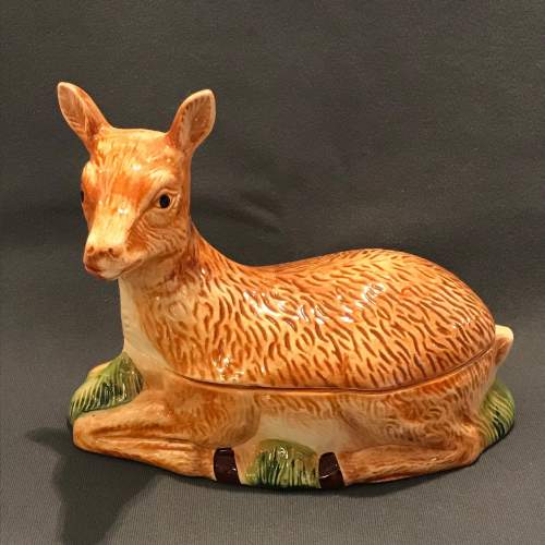Pair of French Faience Pottery Stag and Deer image-2