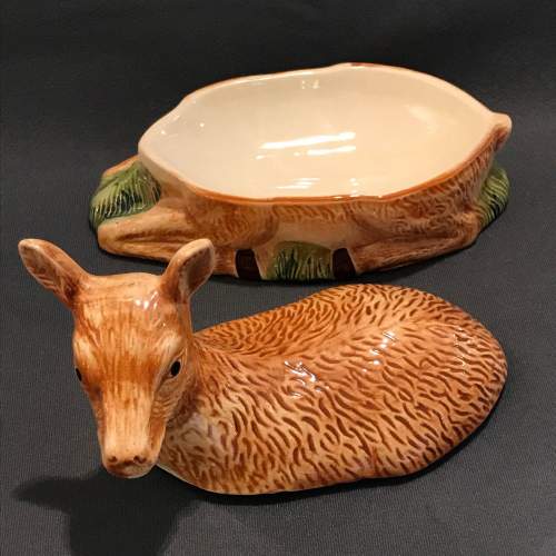 Pair of French Faience Pottery Stag and Deer image-3