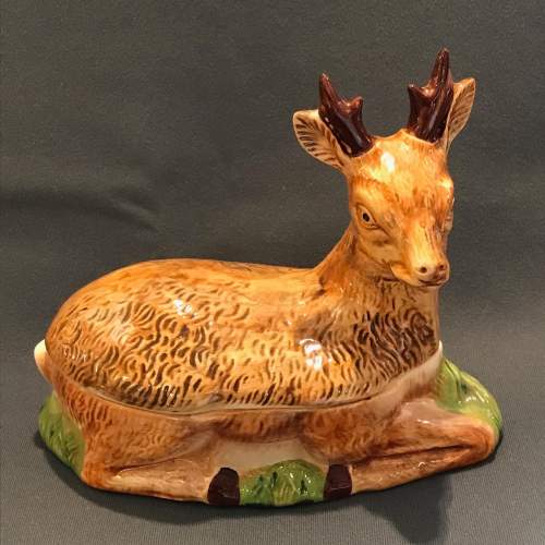 Pair of French Faience Pottery Stag and Deer image-4