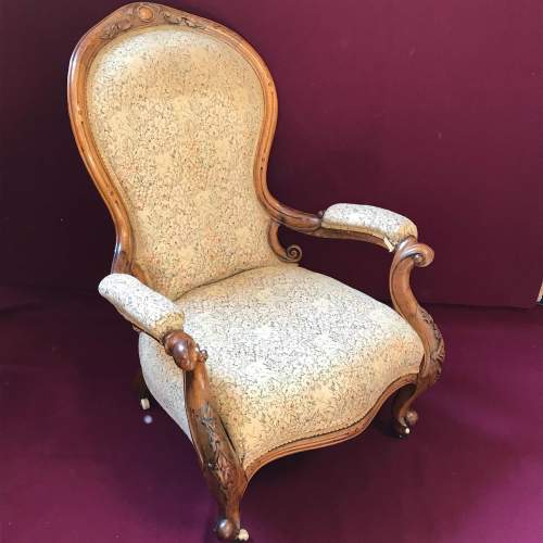 Victorian Gentlemans Walnut Armchair image-1