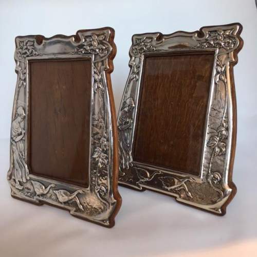 Pair of Original Art Nouveau Silver Photo Frames image-1