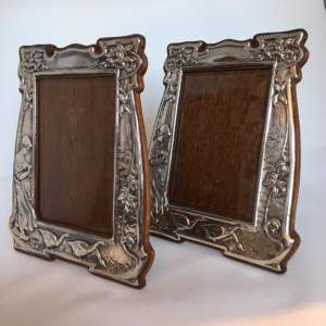 Pair of Original Art Nouveau Silver Photo Frames