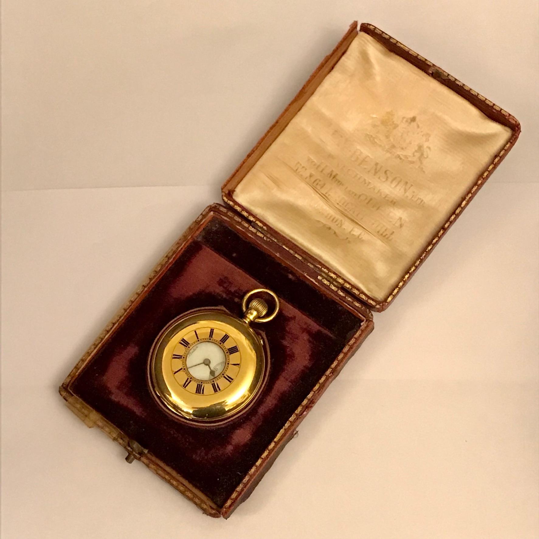 Half Hunter Cased 18ct Gold Pocket Watch - Watches - Hemswell Antique ...