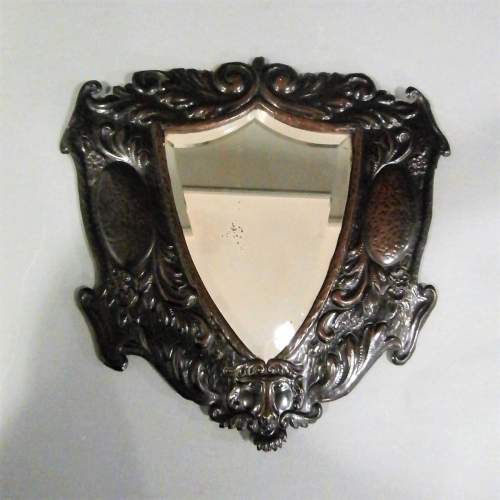 A Unique Arts and Crafts Decorative Shield Shaped Mirror Circa 1910 image-5