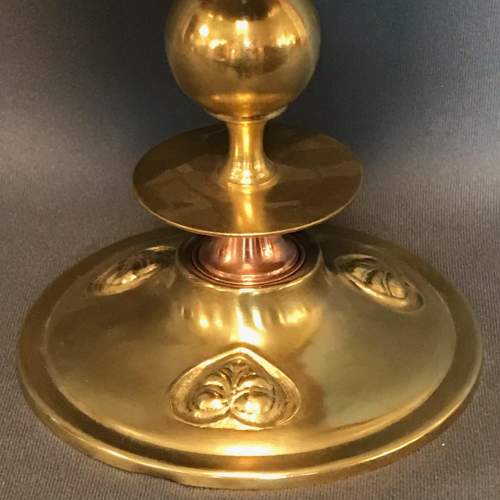 Art Nouveau Copper and Brass Oil Lamp image-4