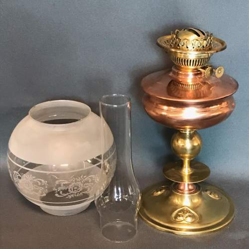 Art Nouveau Copper and Brass Oil Lamp image-6