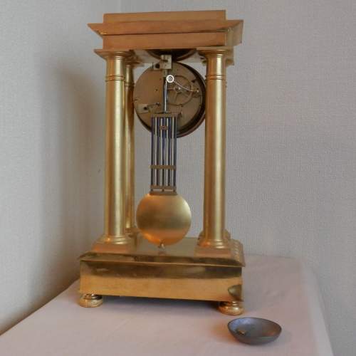 Gilt Bronze French Four Pillar Clock image-2