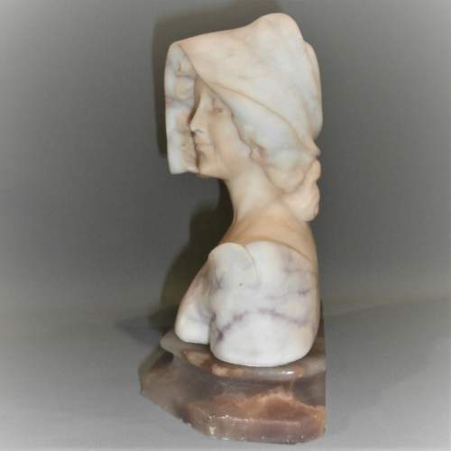 An Elegant Early 20th Century Viennese Alabaster Bust of a Young Lady image-5