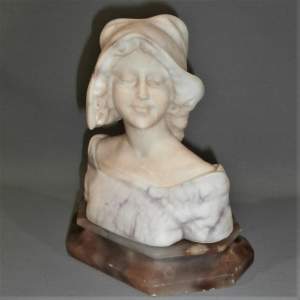 An Elegant Early 20th Century Viennese Alabaster Bust of a Young Lady