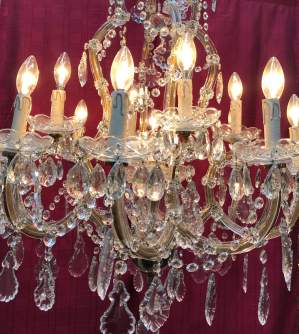 Beautiful French Crystal Draped Twelve Branch Chandelier