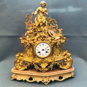Figural French Gilt Metal Clock Circa 1880